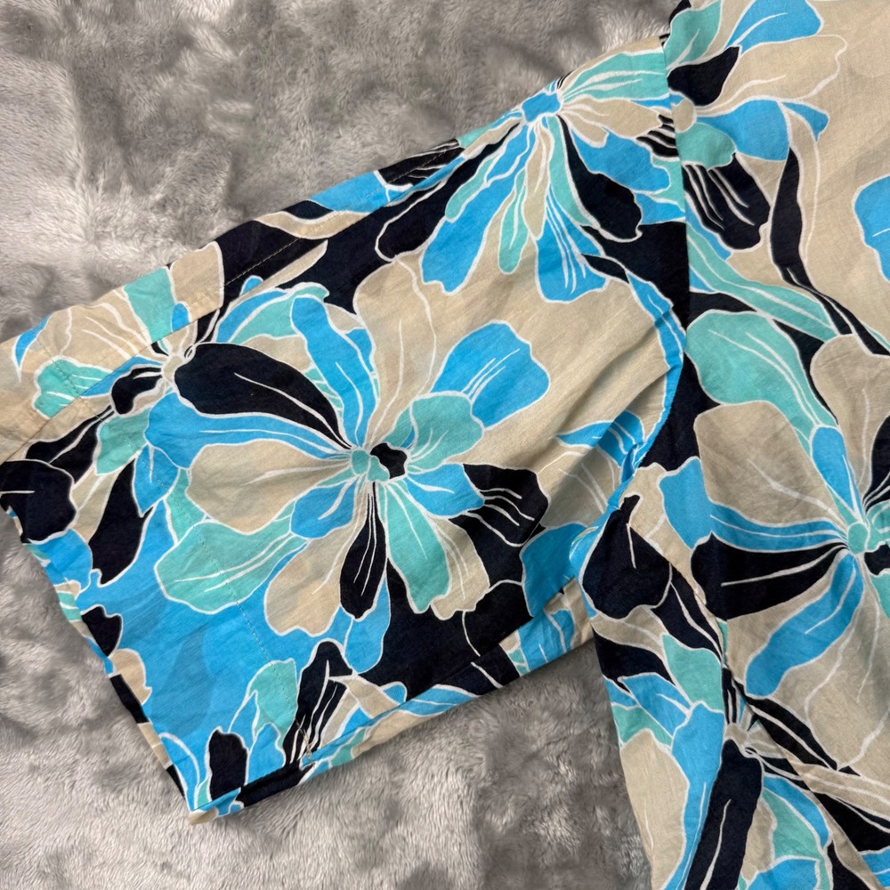 Tommy Hilfiger Floral Front Knot Cropped Top Blue Tropical Cotton Coastal Cruise - Picture 12 of 16